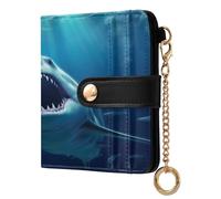 xigua Shark Mouth Wallet for Women, Small Slim PU Leather Credit Card Wallets RFID Blocking Bifold, Zipper Coin Pocket Purse