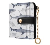 xigua Shark Wallet for Women, Small Slim PU Leather Credit Card Wallets RFID Blocking Bifold, Zipper Coin Pocket Purse