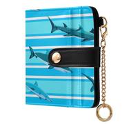 xigua Sharks Wallet for Women, Small Slim PU Leather Credit Card Wallets RFID Blocking Bifold, Zipper Coin Pocket Purse