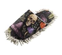 xigua Skeleton Mushrooms Mop Slippers Cleaning Tool Slippers Anti-Slip Mopping Shoes Microfiber Floor House Slippers （M）