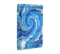 xigua Slim Wallet Front Pocket Leather RFID Blocking Credit Card Holder Blue Gold Swirl Marble Minimalist Wallets