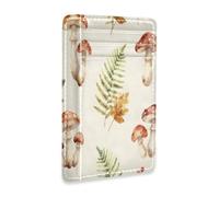 xigua Slim Wallet Front Pocket Leather RFID Blocking Credit Card Holder Botanical Mushrooms Berries Minimalist Wallets