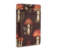 xigua Slim Wallet Front Pocket Leather RFID Blocking Credit Card Holder Botanical Mushrooms Berries Minimalist Wallets