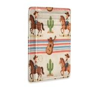 xigua Slim Wallet Front Pocket Leather RFID Blocking Credit Card Holder Cartoon Cowboys Western Guitar Minimalist Wallets