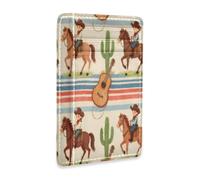 xigua Slim Wallet Front Pocket Leather RFID Blocking Credit Card Holder Cartoon Cowboys Western Guitar Minimalist Wallets