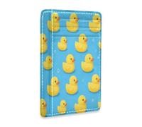 xigua Slim Wallet Front Pocket Leather RFID Blocking Credit Card Holder Cartoon Ducks Yellow Minimalist Wallets