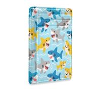 xigua Slim Wallet Front Pocket Leather RFID Blocking Credit Card Holder Cartoon Sharks Minimalist Wallets