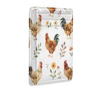 xigua Slim Wallet Front Pocket Leather RFID Blocking Credit Card Holder Chickens and Wildflowers Minimalist Wallets