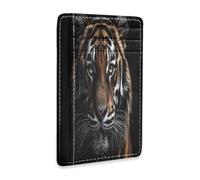 xigua Slim Wallet Front Pocket Leather RFID Blocking Credit Card Holder Close-up Tiger Minimalist Wallets