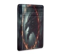 xigua Slim Wallet Front Pocket Leather RFID Blocking Credit Card Holder Dragon Dungeon Fire Minimalist Wallets