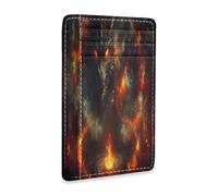 xigua Slim Wallet Front Pocket Leather RFID Blocking Credit Card Holder Dragon Fire Dungeon Minimalist Wallets