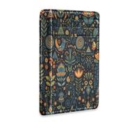 xigua Slim Wallet Front Pocket Leather RFID Blocking Credit Card Holder Folk Art Design Minimalist Wallets
