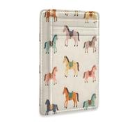 xigua Slim Wallet Front Pocket Leather RFID Blocking Credit Card Holder Horses Cartoon Colorful Minimalist Wallets