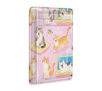 xigua Slim Wallet Front Pocket Leather RFID Blocking Credit Card Holder Kawaii Cozy Cat Minimalist Wallets