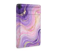 xigua Slim Wallet Front Pocket Leather RFID Blocking Credit Card Holder Marble Texture Purple Pink Minimalist Wallets