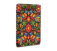 xigua Slim Wallet Front Pocket Leather RFID Blocking Credit Card Holder Mexican Folk Pattern Minimalist Wallets