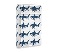xigua Slim Wallet Front Pocket Leather RFID Blocking Credit Card Holder Navy Blue Sharks Minimalist Wallets