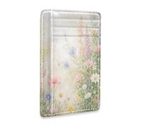 xigua Slim Wallet Front Pocket Leather RFID Blocking Credit Card Holder Retro Wildflowers Minimalist Wallets