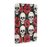 xigua Slim Wallet Front Pocket Leather RFID Blocking Credit Card Holder Skull Red Roses Minimalist Wallets