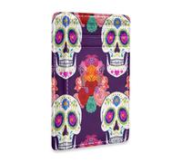 xigua Slim Wallet Front Pocket Leather RFID Blocking Credit Card Holder Vibrant Sugar Skulls Minimalist Wallets