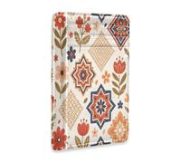 xigua Slim Wallet Front Pocket Leather RFID Blocking Credit Card Holder Vintage Folk Motif Minimalist Wallets