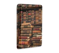 xigua Slim Wallet Front Pocket Leather RFID Blocking Credit Card Holder Vintage Library Minimalist Wallets