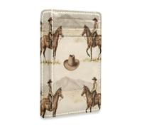 xigua Slim Wallet Front Pocket Leather RFID Blocking Credit Card Holder Vintage Western Cowboys Minimalist Wallets