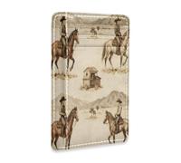 xigua Slim Wallet Front Pocket Leather RFID Blocking Credit Card Holder Vintage Western Cowboys Minimalist Wallets