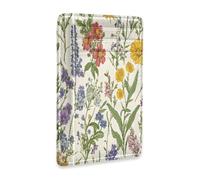 xigua Slim Wallet Front Pocket Leather RFID Blocking Credit Card Holder Wildflowers Full Bloom Minimalist Wallets