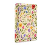 xigua Slim Wallet Front Pocket Leather RFID Blocking Credit Card Holder Wildflowers Pattern Minimalist Wallets