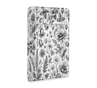 xigua Slim Wallet Front Pocket Leather RFID Blocking Credit Card Holder Wildflowers Plants Minimalist Wallets