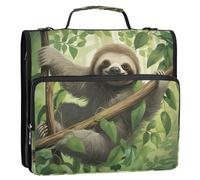 xigua Sloth on The Branch Zipper Binder - 1.5 Inch D-Rings Portfolio Binder Organizer - Expanding File Folder with Shoulder Strap