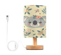 xigua Small Table Lamp, Cartoon Koala Head Bedside Table Lamp with Fabric Shade - Nightstand Lamp for Bedrooms, Dorm, Living Room