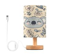 xigua Small Table Lamp, Cartoon Koala Head Bedside Table Lamp with Fabric Shade - Nightstand Lamp for Bedrooms, Dorm, Living Room