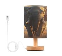 xigua Small Table Lamp, Elephant Bedside Table Lamp with Fabric Shade - Nightstand Lamp for Bedrooms, Dorm, Living Room