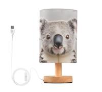 xigua Small Table Lamp, Koala Portrait Bedside Table Lamp with Fabric Shade - Nightstand Lamp for Bedrooms, Dorm, Living Room