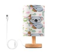xigua Small Table Lamp, Koala Treetops Bedside Table Lamp with Fabric Shade - Nightstand Lamp for Bedrooms, Dorm, Living Room