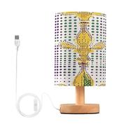 xigua Small Table Lamp, Mardi Gras Fleur De Lis Bedside Table Lamp with Fabric Shade - Nightstand Lamp for Bedrooms, Dorm, Living Room