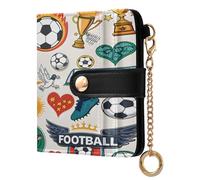 xigua Soccer Football Match Wallet for Women, Small Slim PU Leather Credit Card Wallets RFID Blocking Bifold, Zipper Coin Pocket Purse