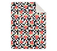 xigua Soft Baby Blanket Crib Blanket - Watermelon Checkered Cotton Nursery Bed Blanket for Ultimate Comfort & Warmth-30x40in