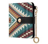 xigua Southern Aztec Navajo Wallet for Women, Small Slim PU Leather Credit Card Wallets RFID Blocking Bifold, Zipper Coin Pocket Purse