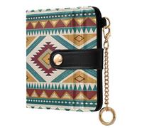 xigua Southern Aztec Navajo Wallet for Women, Small Slim PU Leather Credit Card Wallets RFID Blocking Bifold, Zipper Coin Pocket Purse