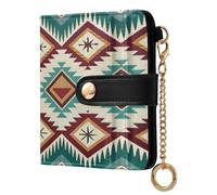 xigua Southern Aztec Navajo Wallet for Women, Small Slim PU Leather Credit Card Wallets RFID Blocking Bifold, Zipper Coin Pocket Purse