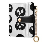 xigua Spooky Ghost Faces Wallet for Women, Small Slim PU Leather Credit Card Wallets RFID Blocking Bifold, Zipper Coin Pocket Purse