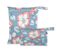 xigua Spring Flowers Wet Bag Nappy Bag,2 PCS Wet Dry Bag, Reusable Produce Bags,Waterproof Washable Hanging Large Two Zippered Pockets for Baby Diaper Travel Beach Pool Daycare Gym Bag175
