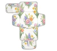xigua Spring Watercolor Bouquet Portable Diaper Changing Pad, Waterproof Baby Changing Mat with Storage Pocket & Built-in Pillow, Foldable Travel Pad, Newborn Gift Set for Boy Girl