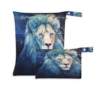 xigua Starry Sky Lion Wet Bag Nappy Bag,2 PCS Wet Dry Bag, Reusable Produce Bags,Waterproof Washable Hanging Large Two Zippered Pockets for Baby Diaper Travel Beach Pool Daycare Gym Bag84