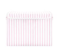 xigua Storage Basket Pink Color Striped Storage Boxes with Lids and Handle, Large Storage Cube Bin Collapsible for Shelves Closet Bedroom Living Room, 16.5x12.6x11.8 In