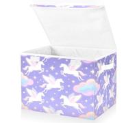 xigua Storage Cube Bin with Lid Magical Pegasus Pattern Foldable Fabric Storage Bins 16.5x12.6x11.8 inches, Decorative Organizer Storage Boxes With Handles for Clothes Storage, Office