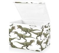 xigua Storage Cube Bin with Lid T-rex Silhouettes Foldable Fabric Storage Bins 16.5x12.6x11.8 inches, Decorative Organizer Storage Boxes With Handles for Clothes Storage, Office